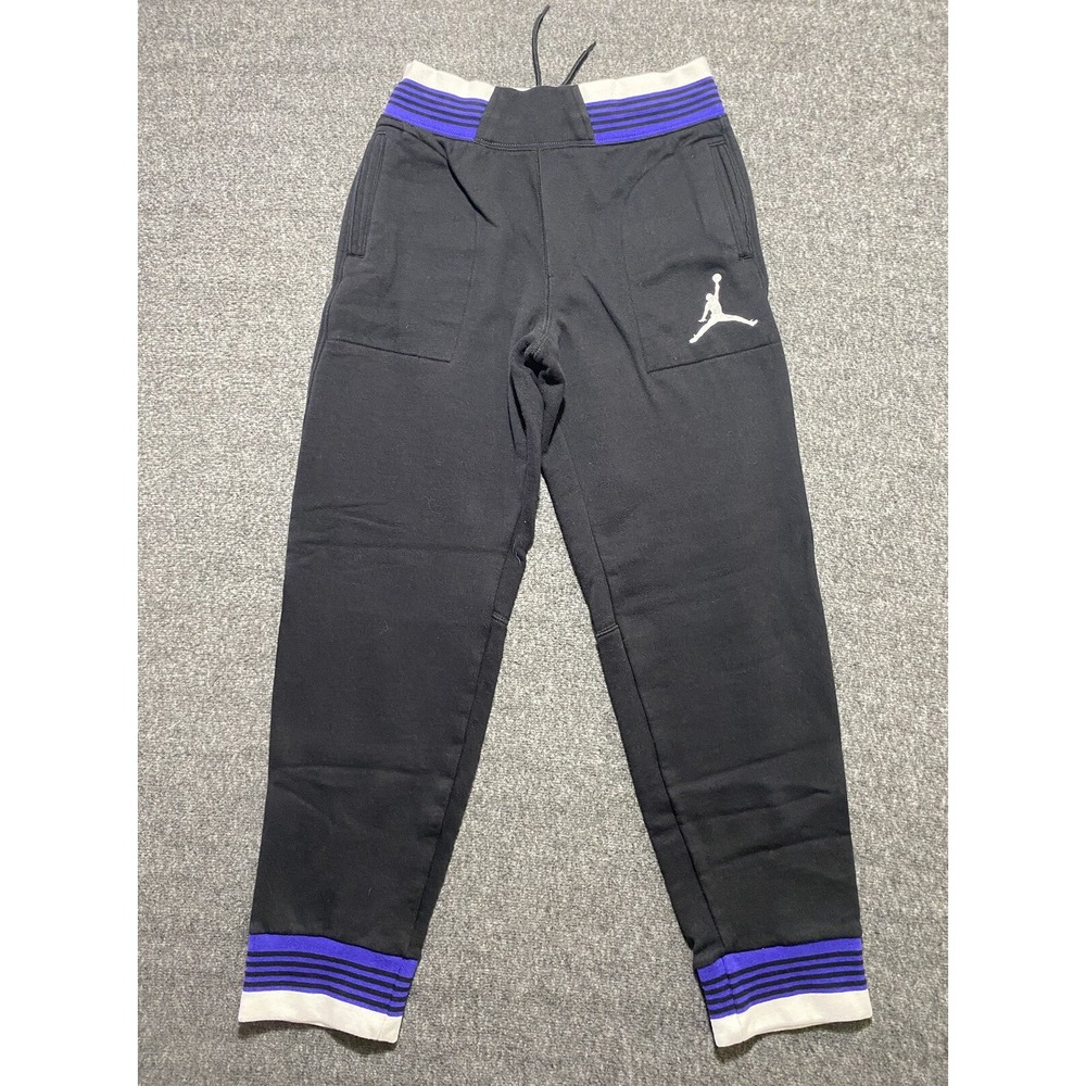 JORDAN High Rise Elastic Tie Waist Black Activewear Jogger Pants Boy's Size XL